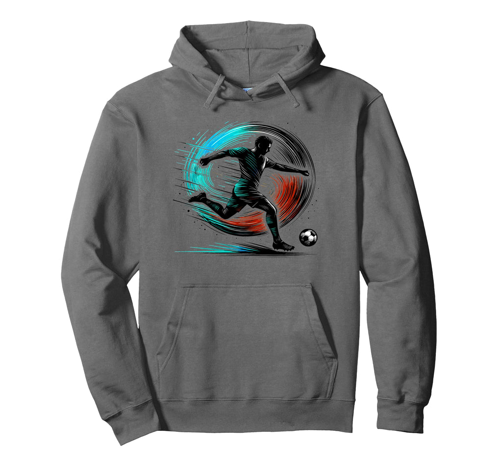 Powerful Soccer Kick Male Athletes Hoodie - Streetwear Style for Adults - T-Shirt, Sweatshirt, Hoodie