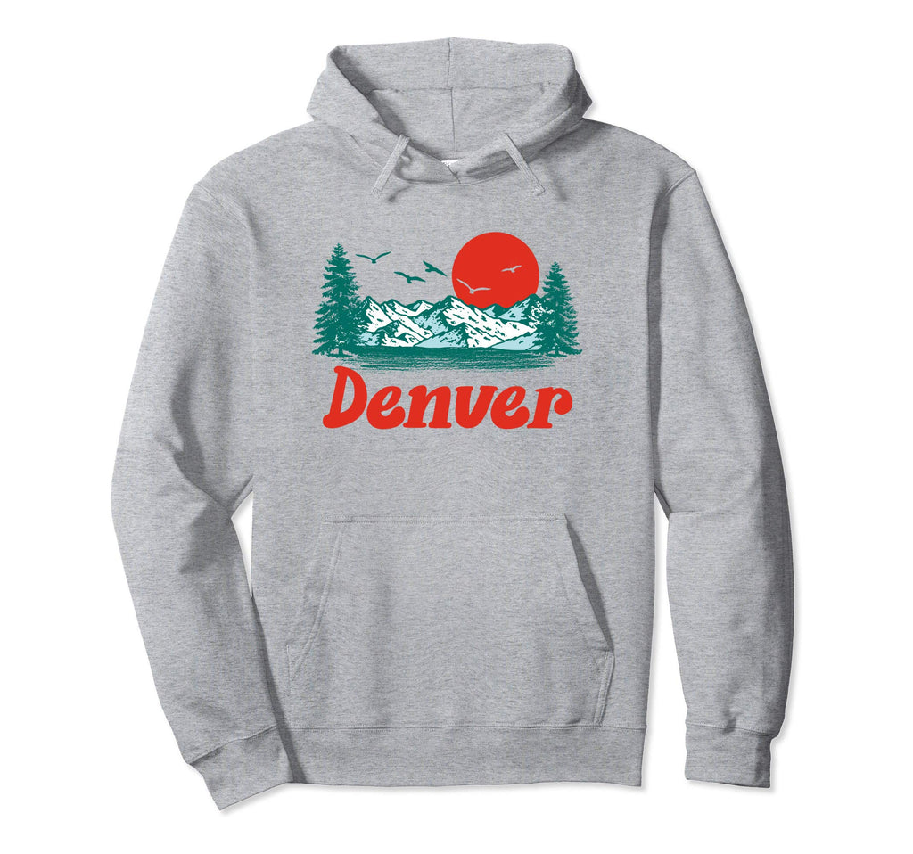 Denver Colorado Mountain Trees Sun Scene Hoodie - Fun Novelty Design Unisex - T-Shirt, Sweatshirt, Hoodie