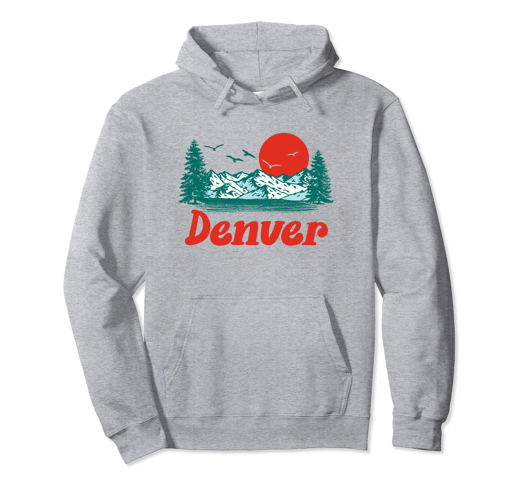Denver Colorado Mountain Trees Sun Scene Hoodie - Fun Novelty Design Unisex - T-Shirt, Sweatshirt, Hoodie