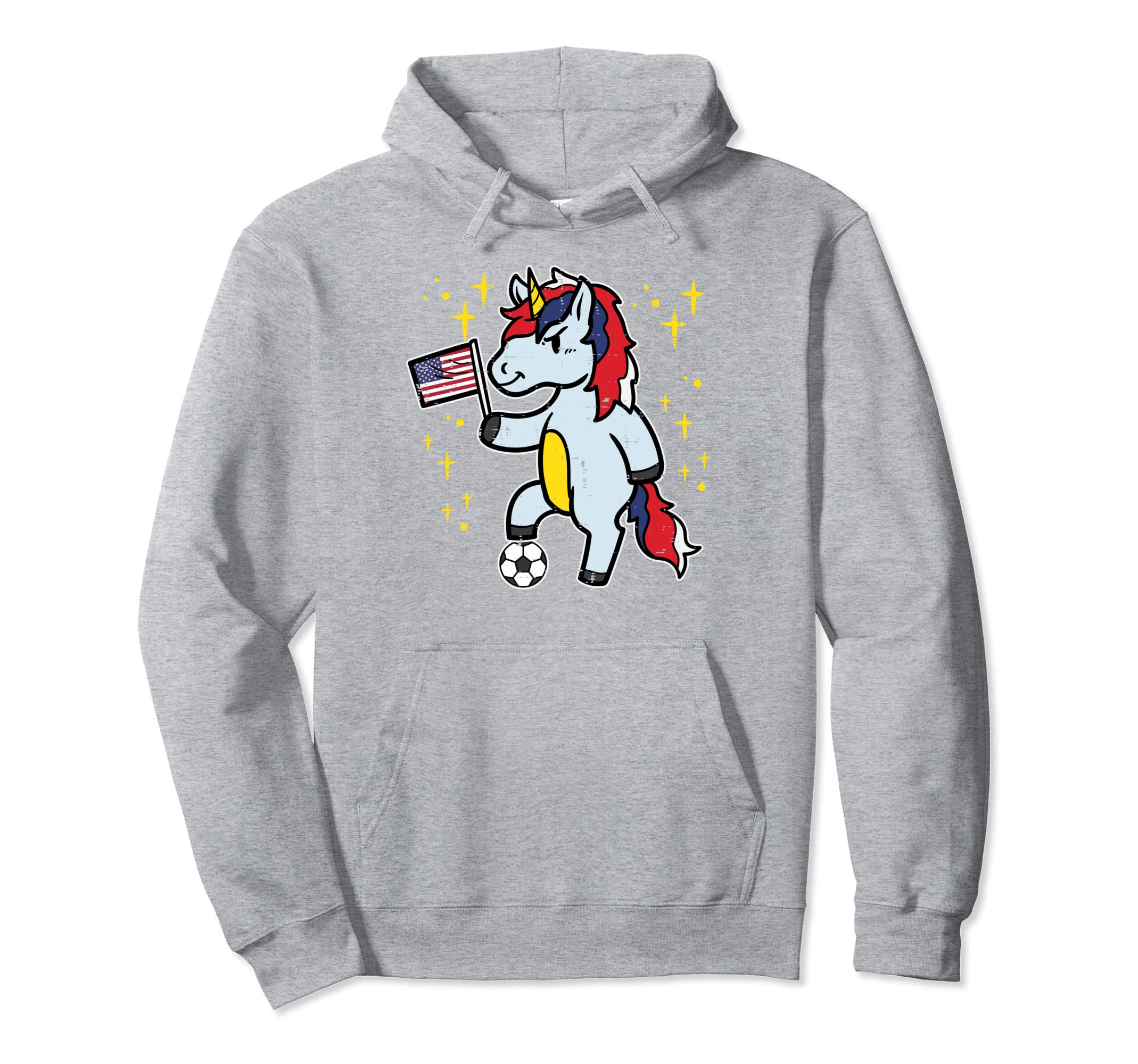 Usa America Flag Unicorn Football Soccer Hoodie - Aesthetic Graphic Unisex - T-Shirt, Sweatshirt, Hoodie