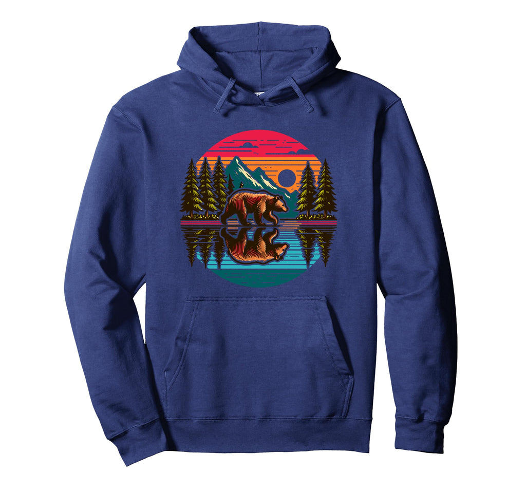 Sunset Bear Forest Reflection Hoodie - Aesthetic Graphic for Adults - T-Shirt, Sweatshirt, Hoodie