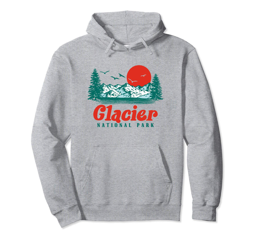 Glacier National Park Mountain Trees Hoodie - Fun Novelty Design Men Women - T-Shirt, Sweatshirt, Hoodie