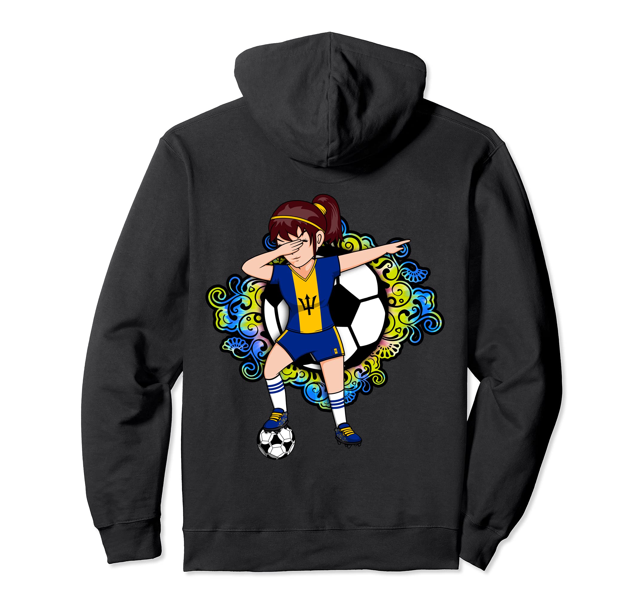 Dabbing Soccer Barbados Jersey Floral Hoodie - Custom Art Print Unisex - T-Shirt, Sweatshirt, Hoodie
