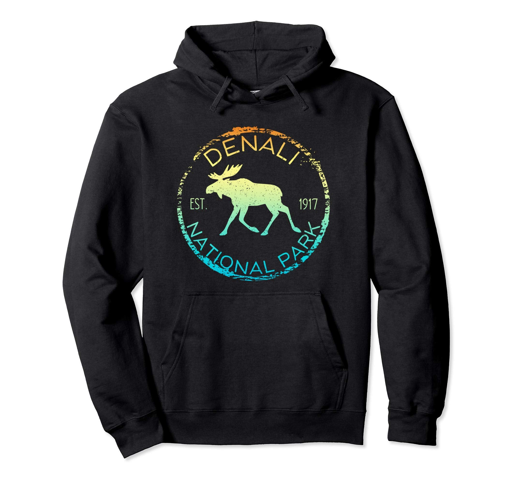 Denali National Park Alaska Moose Hiker Hoodie - Novelty Apparel Men Women - T-Shirt, Sweatshirt, Hoodie