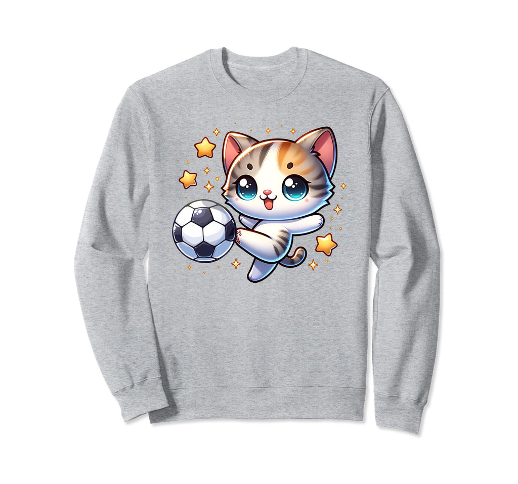 Soccer Player Cat Kitten Kicking Sweatshirt - Custom Art Print for Adults - T-Shirt, Sweatshirt, Hoodie