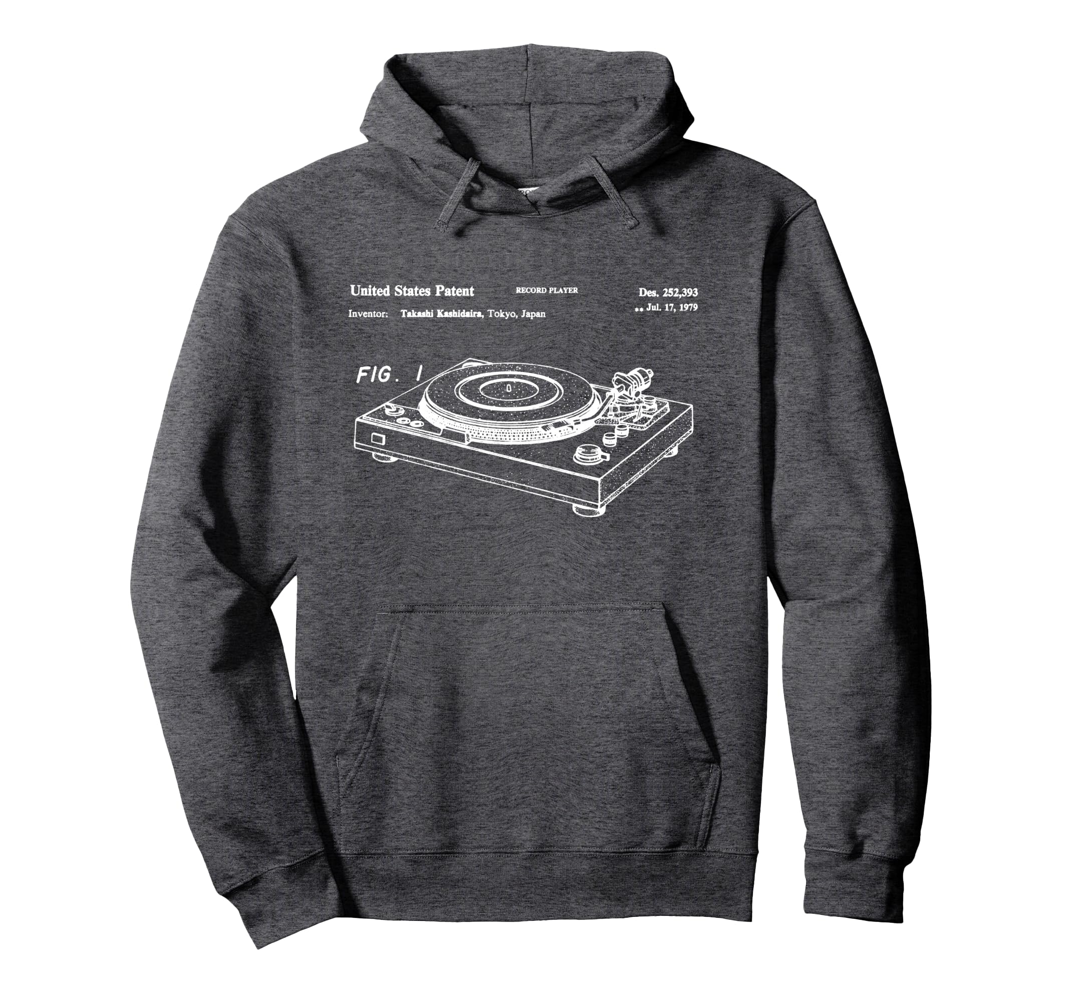 Vinyl Record Player Patent Blueprint Hoodie - Streetwear Style for Adults - T-Shirt, Sweatshirt, Hoodie