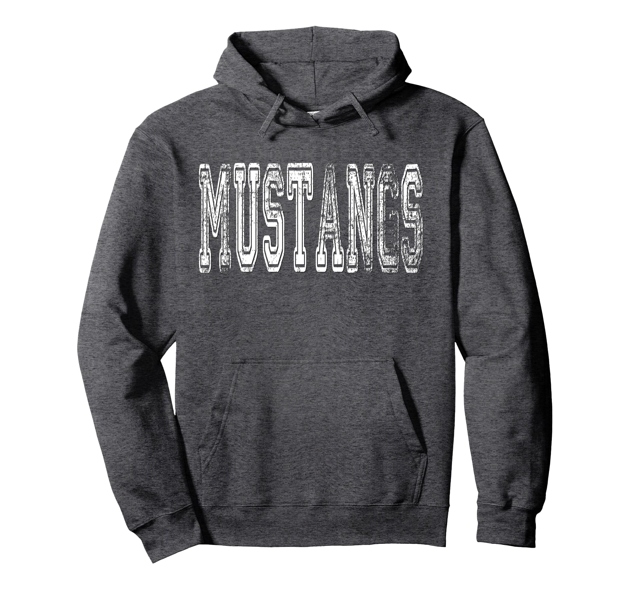 Mustangs Mascot Distressed School Hoodie - Aesthetic Graphic for Adults - T-Shirt, Sweatshirt, Hoodie