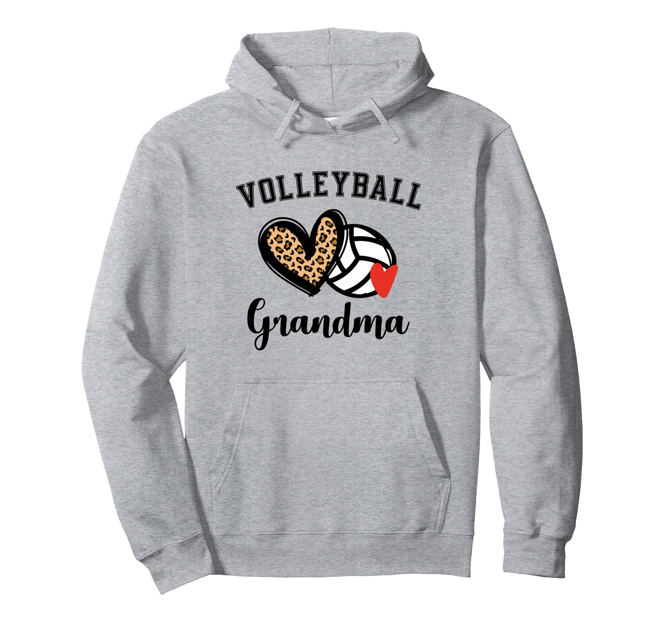 Volleyball Grandma Leopard Heart Hoodie - Minimalist Print for Adults - T-Shirt, Sweatshirt, Hoodie