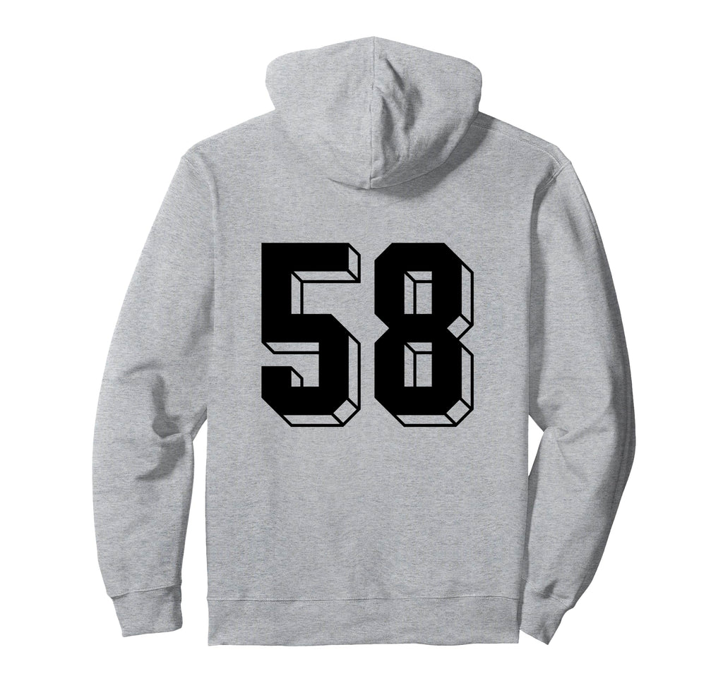 Number 58 Backside 80S 90S Team Jersey Hoodie - Minimalist Print Unisex - T-Shirt, Sweatshirt, Hoodie