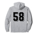 Number 58 Backside 80S 90S Team Jersey Hoodie - Minimalist Print Unisex - T-Shirt, Sweatshirt, Hoodie