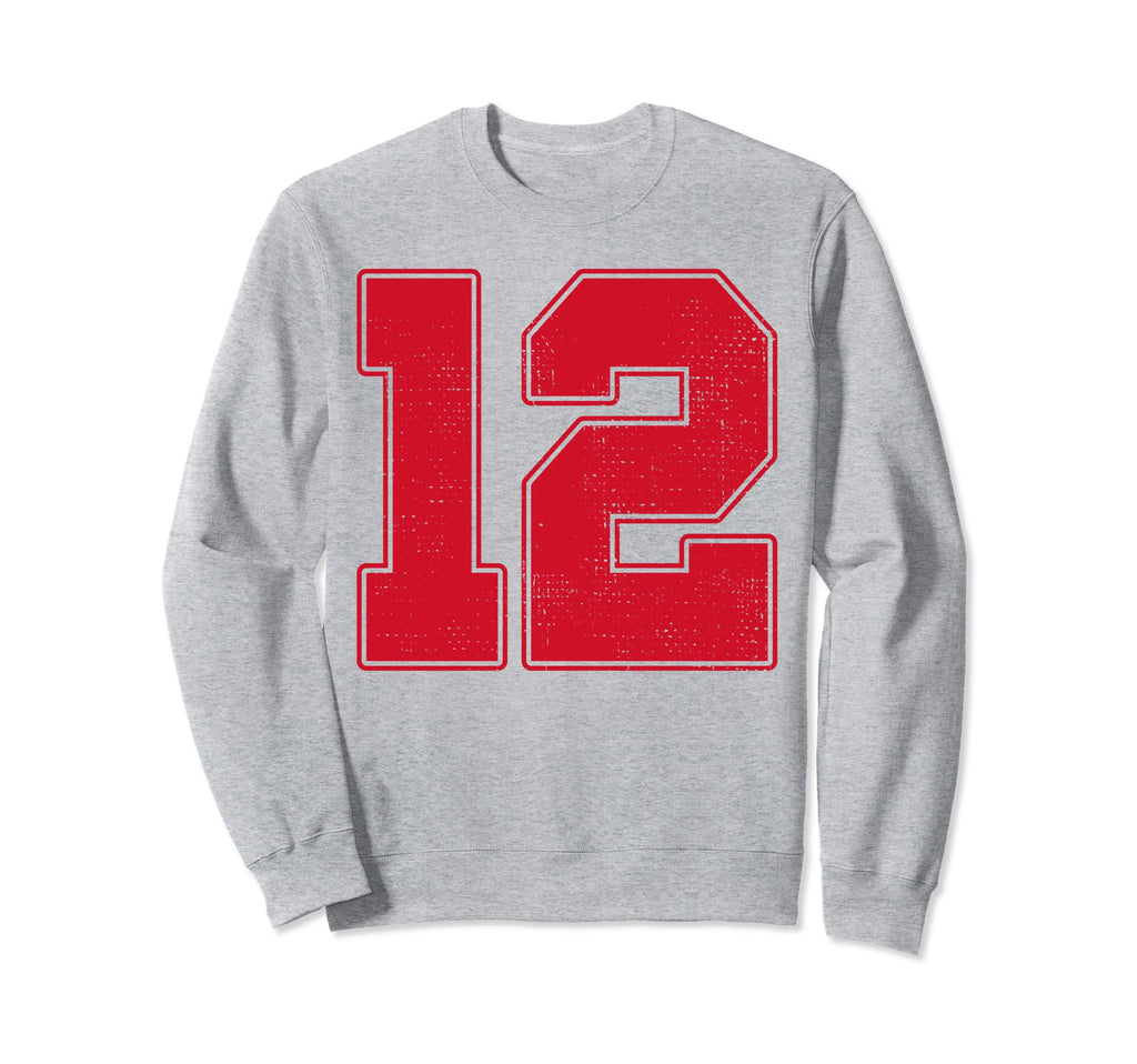 12 Outline Number 12 Varsity Fan Sweatshirt - Aesthetic Graphic Unisex - T-Shirt, Sweatshirt, Hoodie