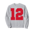 12 Outline Number 12 Varsity Fan Sweatshirt - Aesthetic Graphic Unisex - T-Shirt, Sweatshirt, Hoodie
