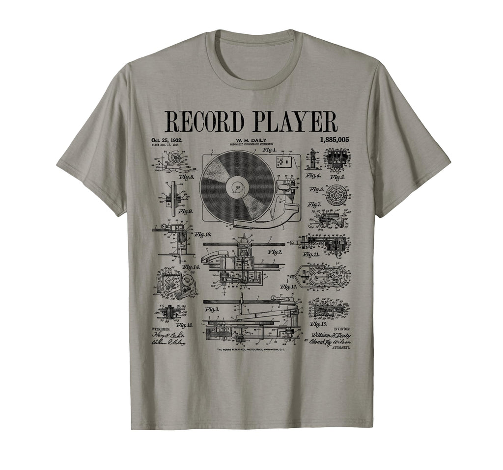 Vinyl Record Player Patent Dj T-Shirt - Minimalist Print for Adults - T-Shirt, Sweatshirt, Hoodie