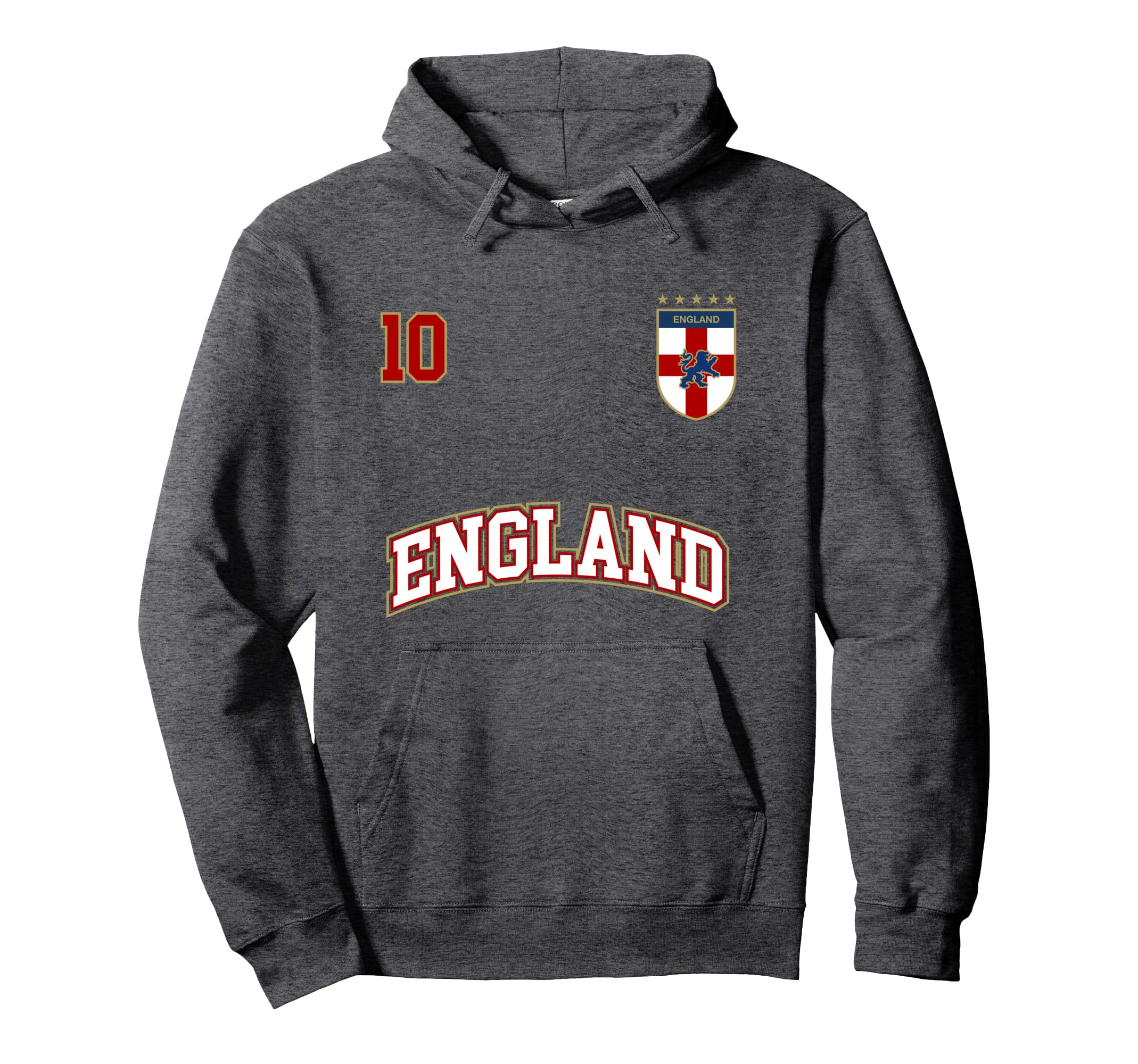 England Football Team Number 10 Hoodie - Fun Novelty Design for Adults - T-Shirt, Sweatshirt, Hoodie