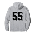 Number 55 Backside 80S 90S Team Jersey Hoodie - Trendy Graphic for Adults - T-Shirt, Sweatshirt, Hoodie