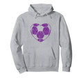 Purple Soccer Ball Mom Fan Simple Heart Hoodie - Unique Graphic for Adults - T-Shirt, Sweatshirt, Hoodie