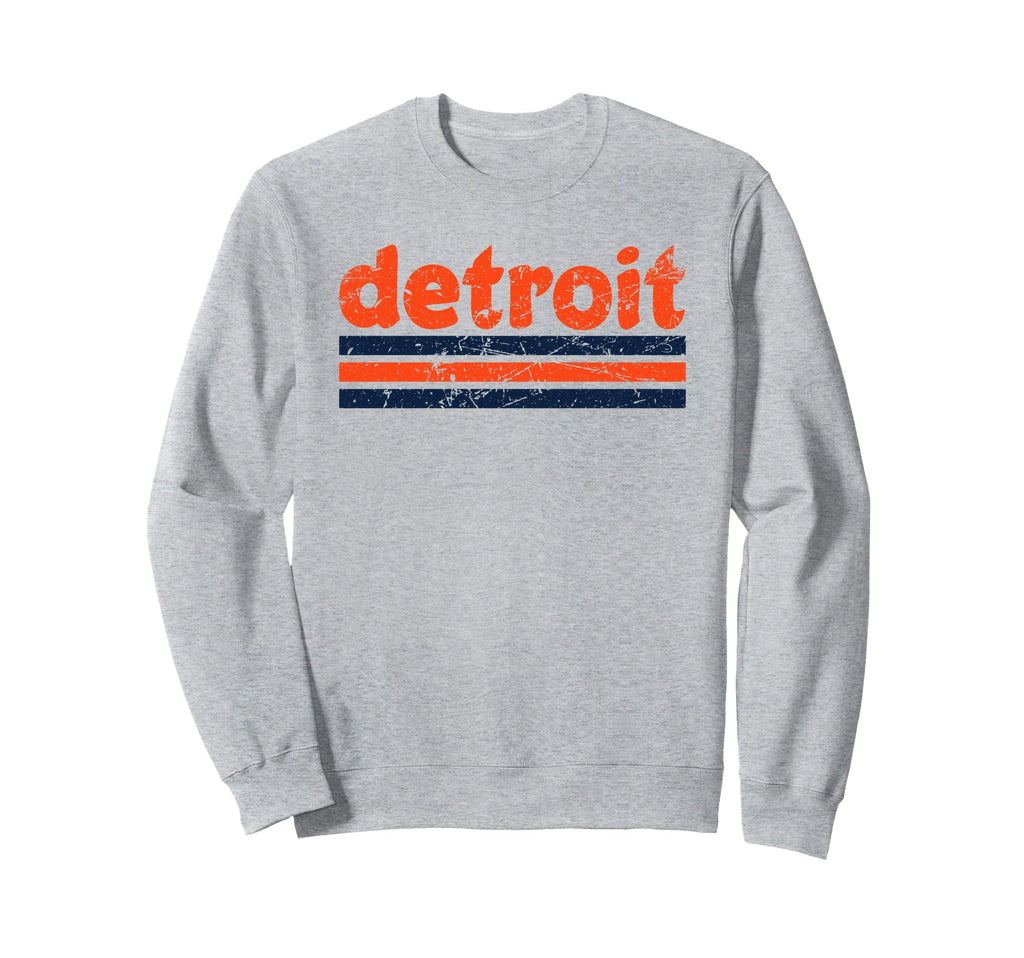Detroit Michigan Three Stripe Sweatshirt - Novelty Apparel for Adults - T-Shirt, Sweatshirt, Hoodie