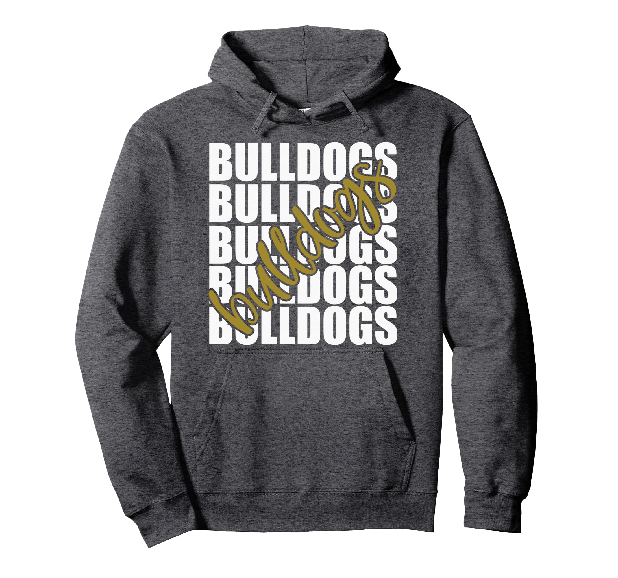 Bulldogs Gold School Sports Fan Team Hoodie - Minimalist Print for Adults - T-Shirt, Sweatshirt, Hoodie