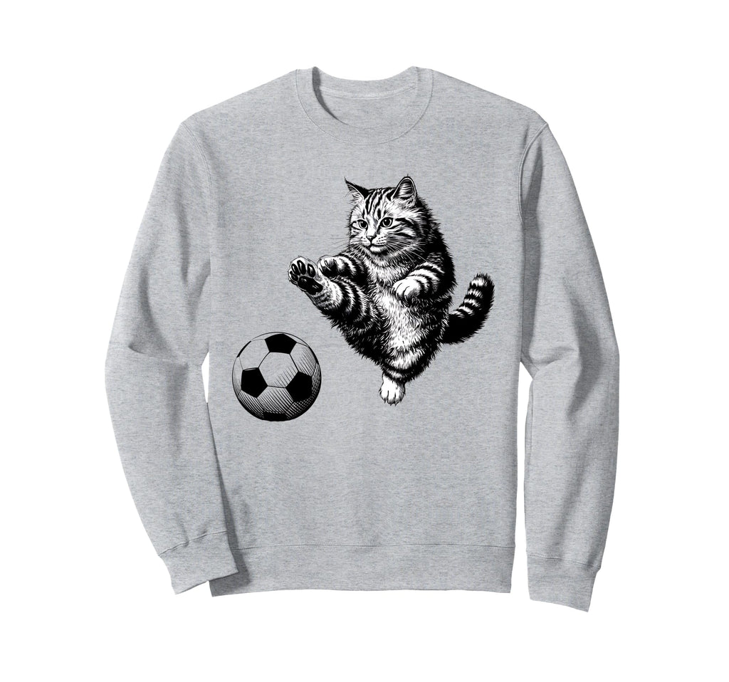 Funny Soccer Cat Football Kitten Cat Sweatshirt - Streetwear Style Unisex - T-Shirt, Sweatshirt, Hoodie