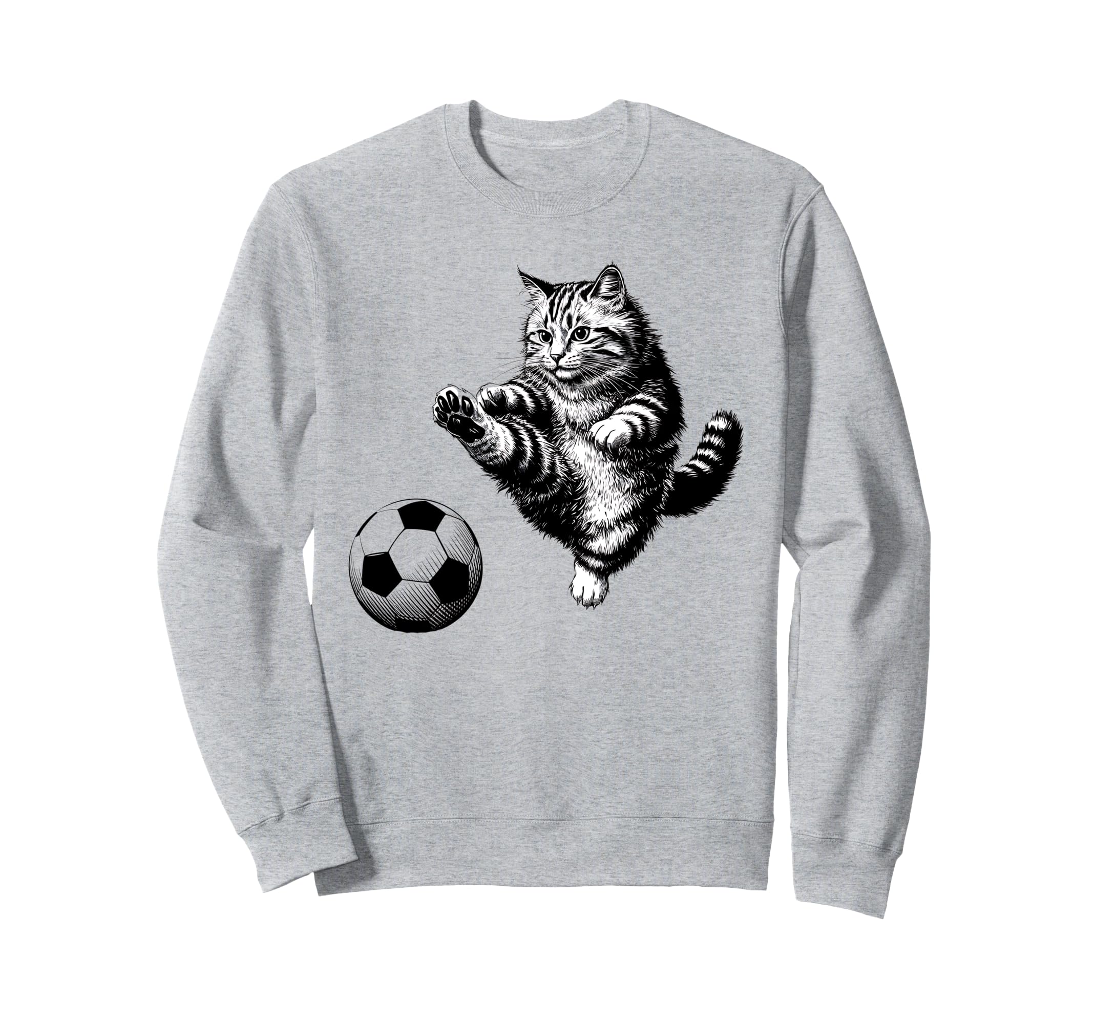 Funny Soccer Cat Football Kitten Cat Sweatshirt - Streetwear Style Unisex - T-Shirt, Sweatshirt, Hoodie