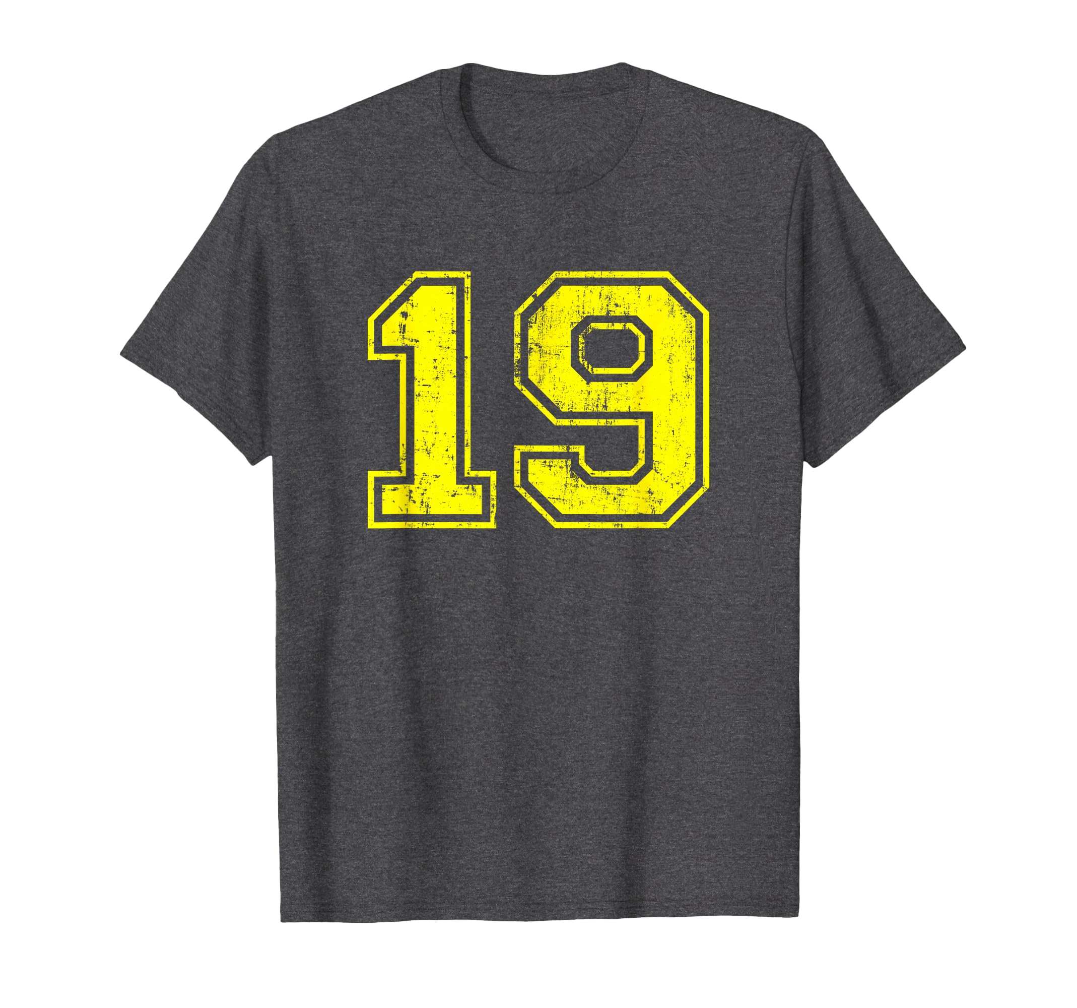 Number 19 Varsity Distressed Sport Team T-Shirt - Custom Art Print Unisex - T-Shirt, Sweatshirt, Hoodie