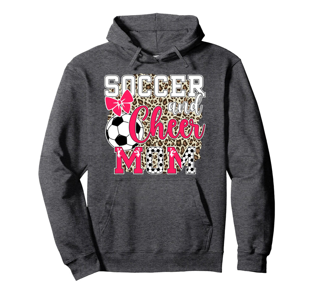 Soccer And Cheer Mom Leopard Cheerleader Hoodie - Novelty Apparel Unisex - T-Shirt, Sweatshirt, Hoodie