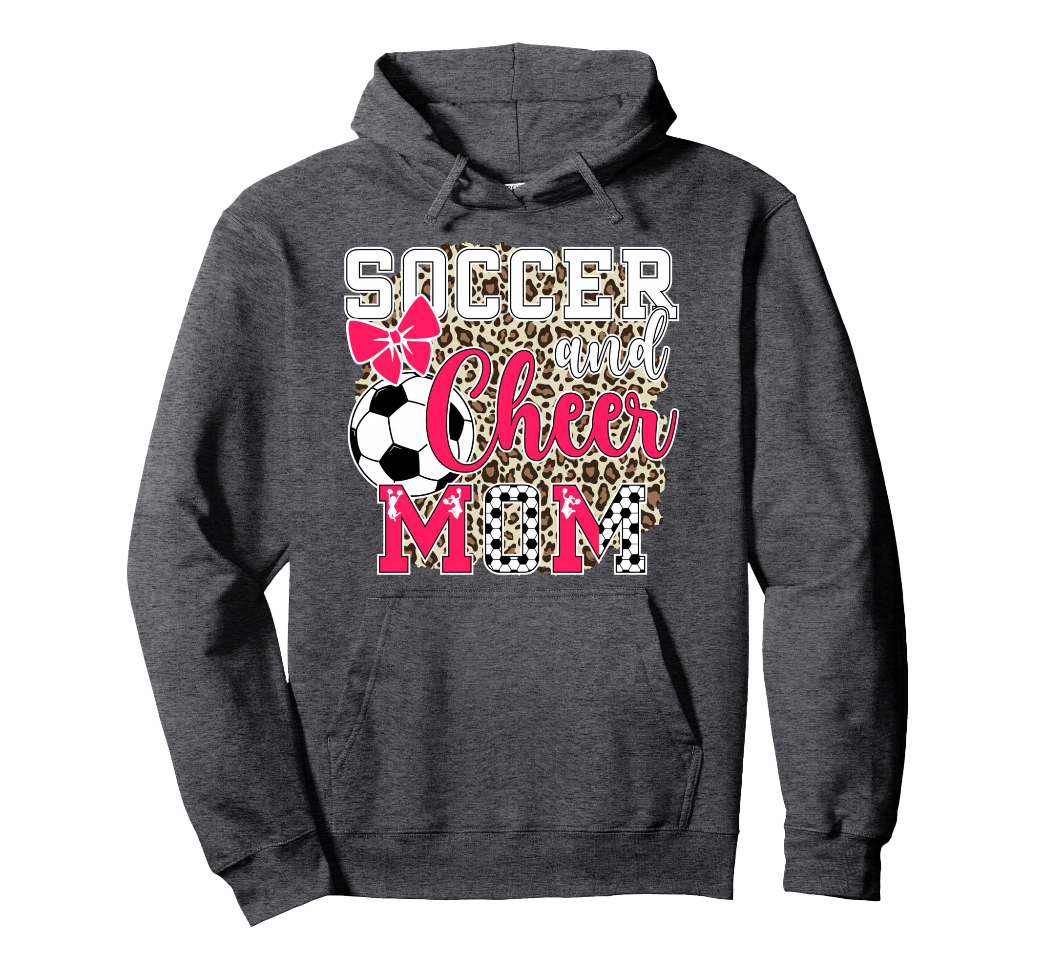 Soccer And Cheer Mom Leopard Cheerleader Hoodie - Novelty Apparel Unisex - T-Shirt, Sweatshirt, Hoodie