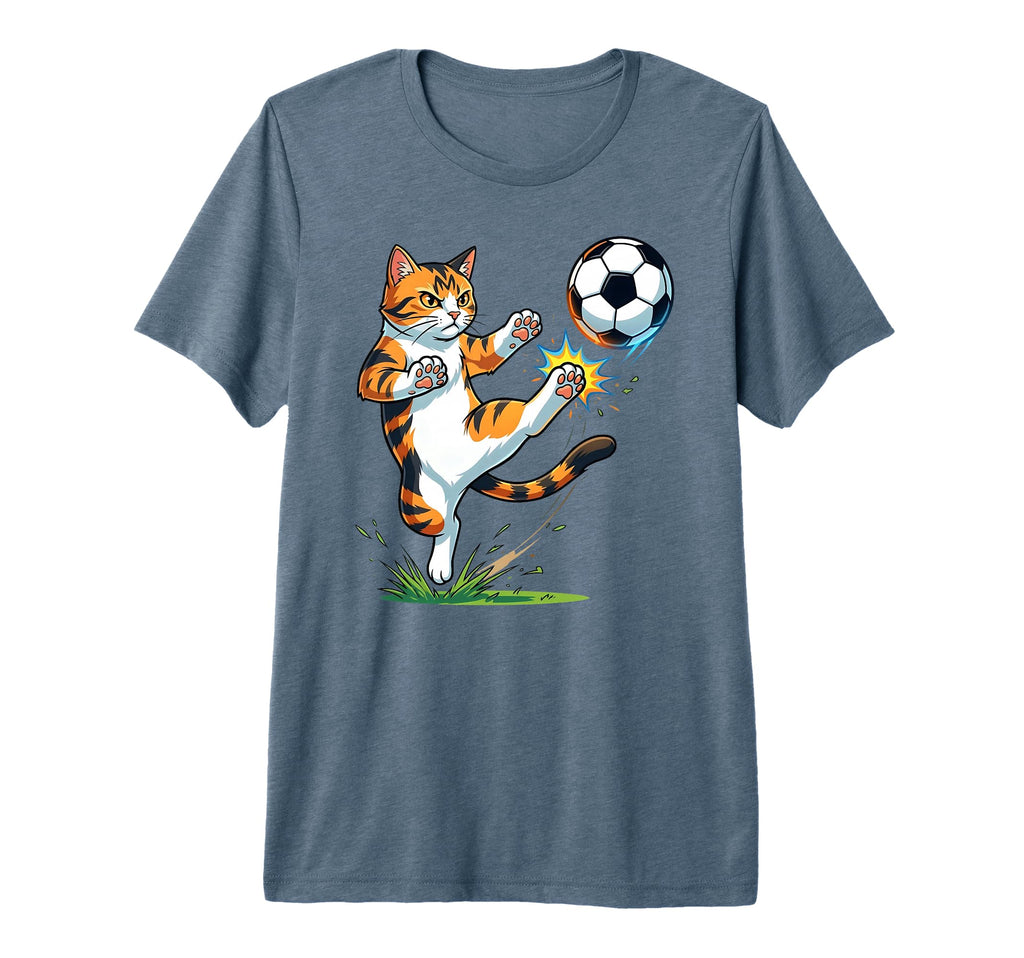 Funny Ginger Cat Playing Soccer T-Shirt - Novelty Apparel for Adults - T-Shirt, Sweatshirt, Hoodie