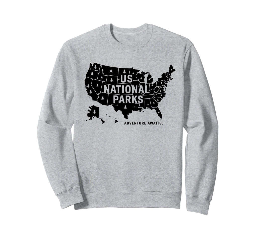 U S National Parks Map Adventure Sweatshirt - Trendy Graphic Men Women - T-Shirt, Sweatshirt, Hoodie