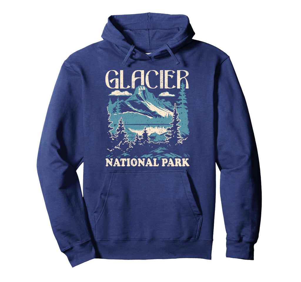 Glacier National Park Distressed Hoodie - Graphic Print for Adults - T-Shirt, Sweatshirt, Hoodie