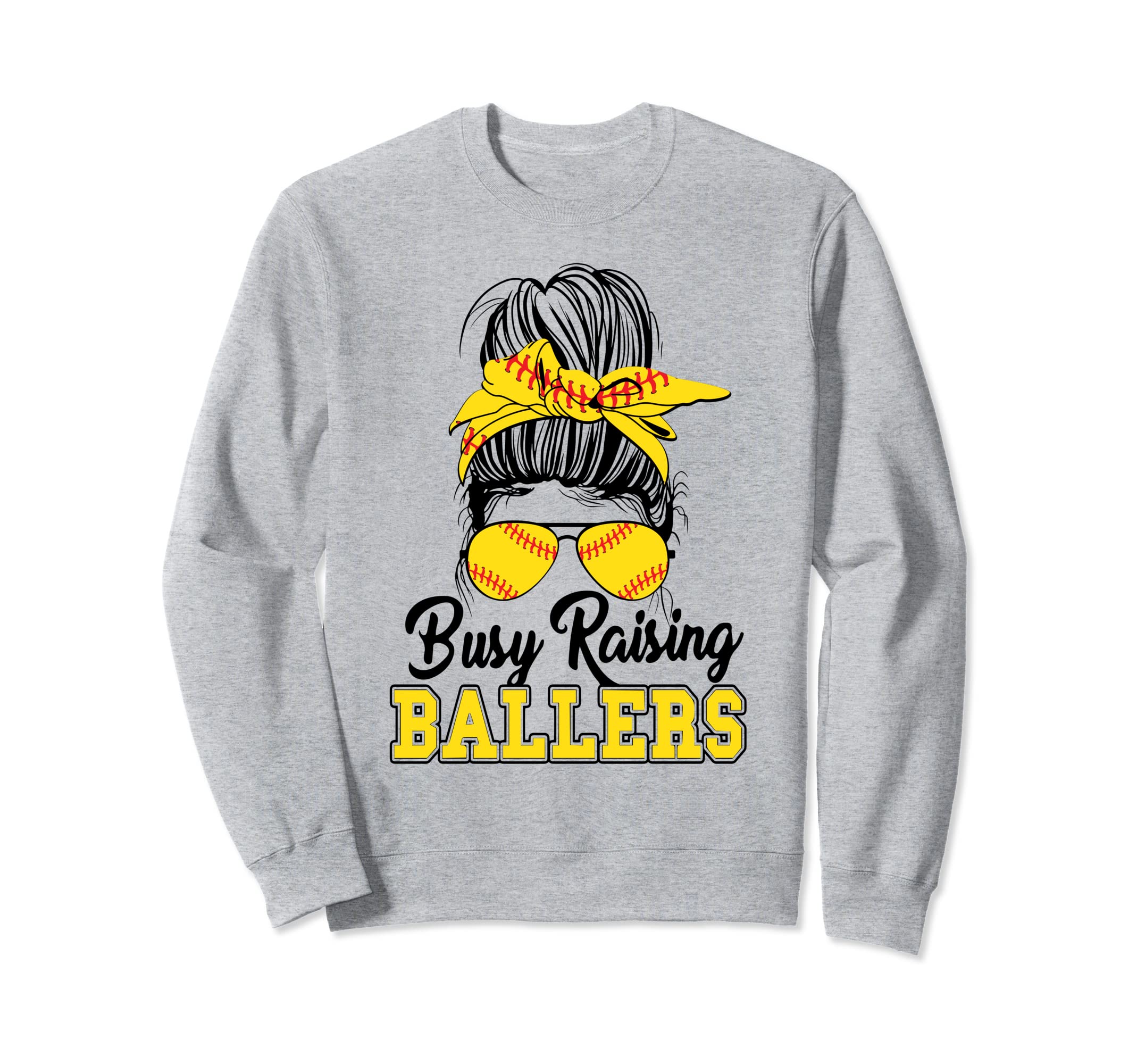 Busy Raising Ballers Softball Mom Sweatshirt - Novelty Apparel for Adults - T-Shirt, Sweatshirt, Hoodie