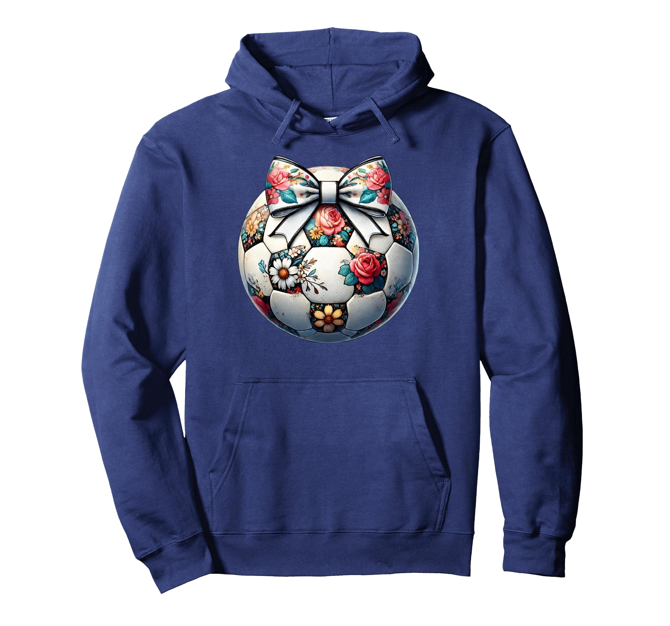 Soccer Flower Coquette Bow Floral Hoodie - Fun Novelty Design Men Women - T-Shirt, Sweatshirt, Hoodie