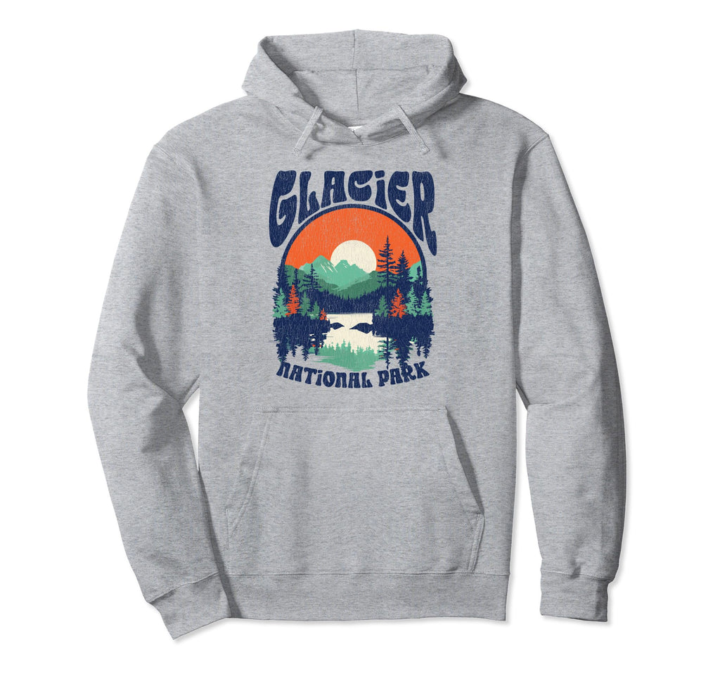 Distressed Glacier National Park 80S Hoodie - Fun Novelty Design Men Women - T-Shirt, Sweatshirt, Hoodie