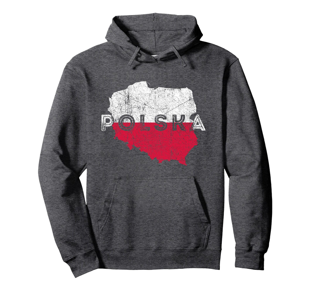 Polish Map And Flag Souvenir Distressed Hoodie - Aesthetic Graphic Unisex - T-Shirt, Sweatshirt, Hoodie