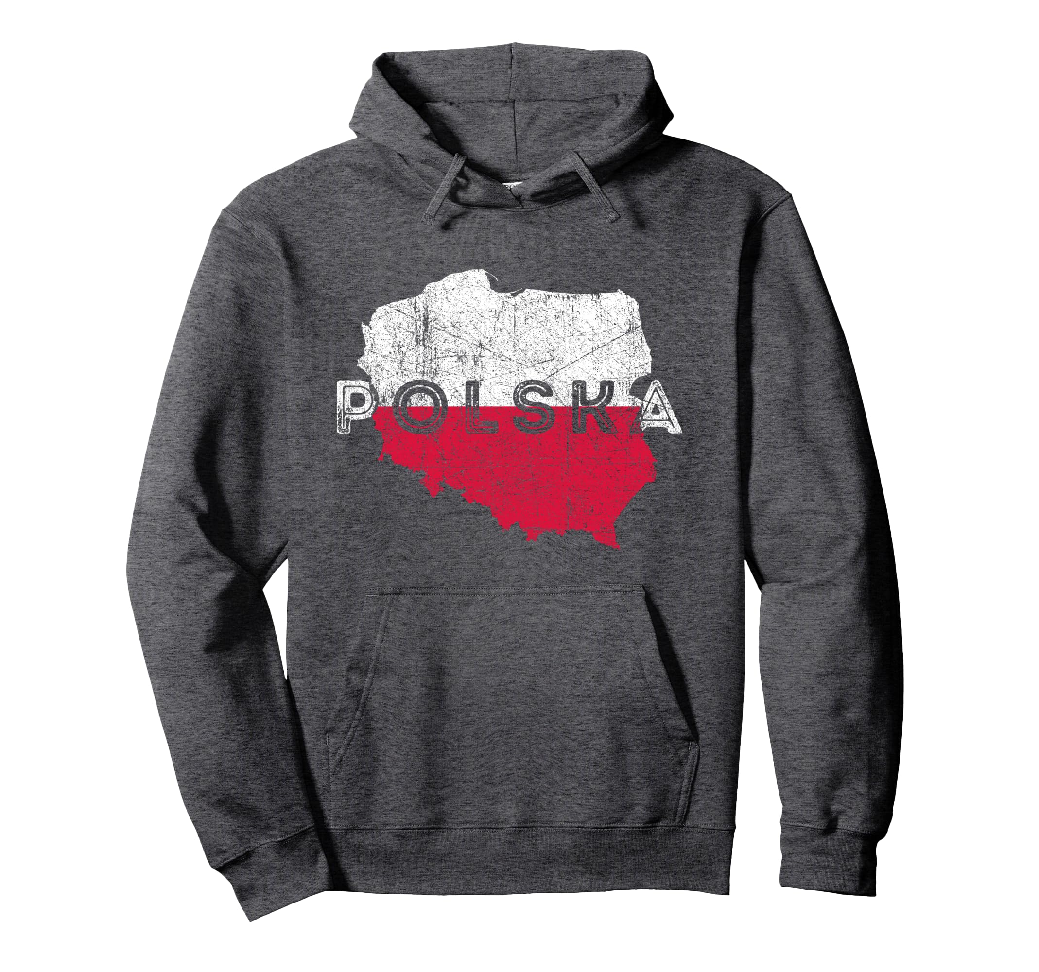 Polish Map And Flag Souvenir Distressed Hoodie - Aesthetic Graphic Unisex - T-Shirt, Sweatshirt, Hoodie