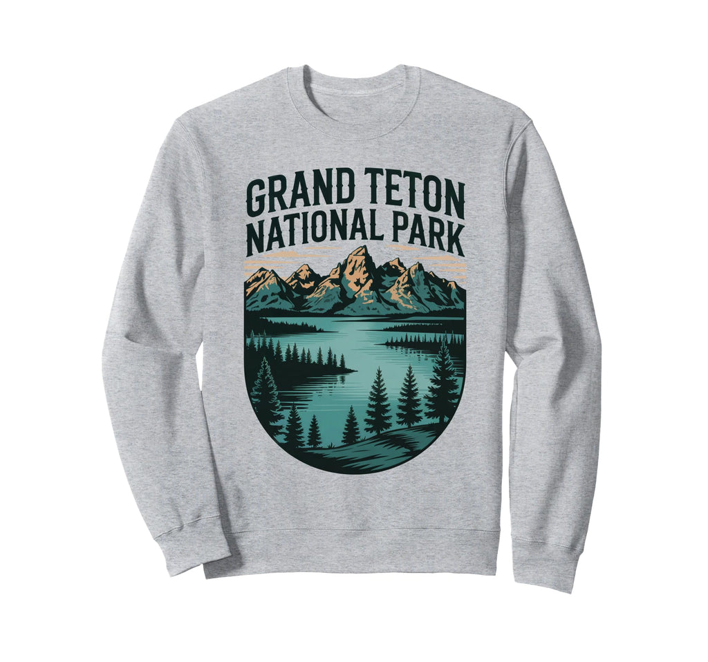 Grand Teton National Park Hiking Sweatshirt - Minimalist Print Men Women - T-Shirt, Sweatshirt, Hoodie