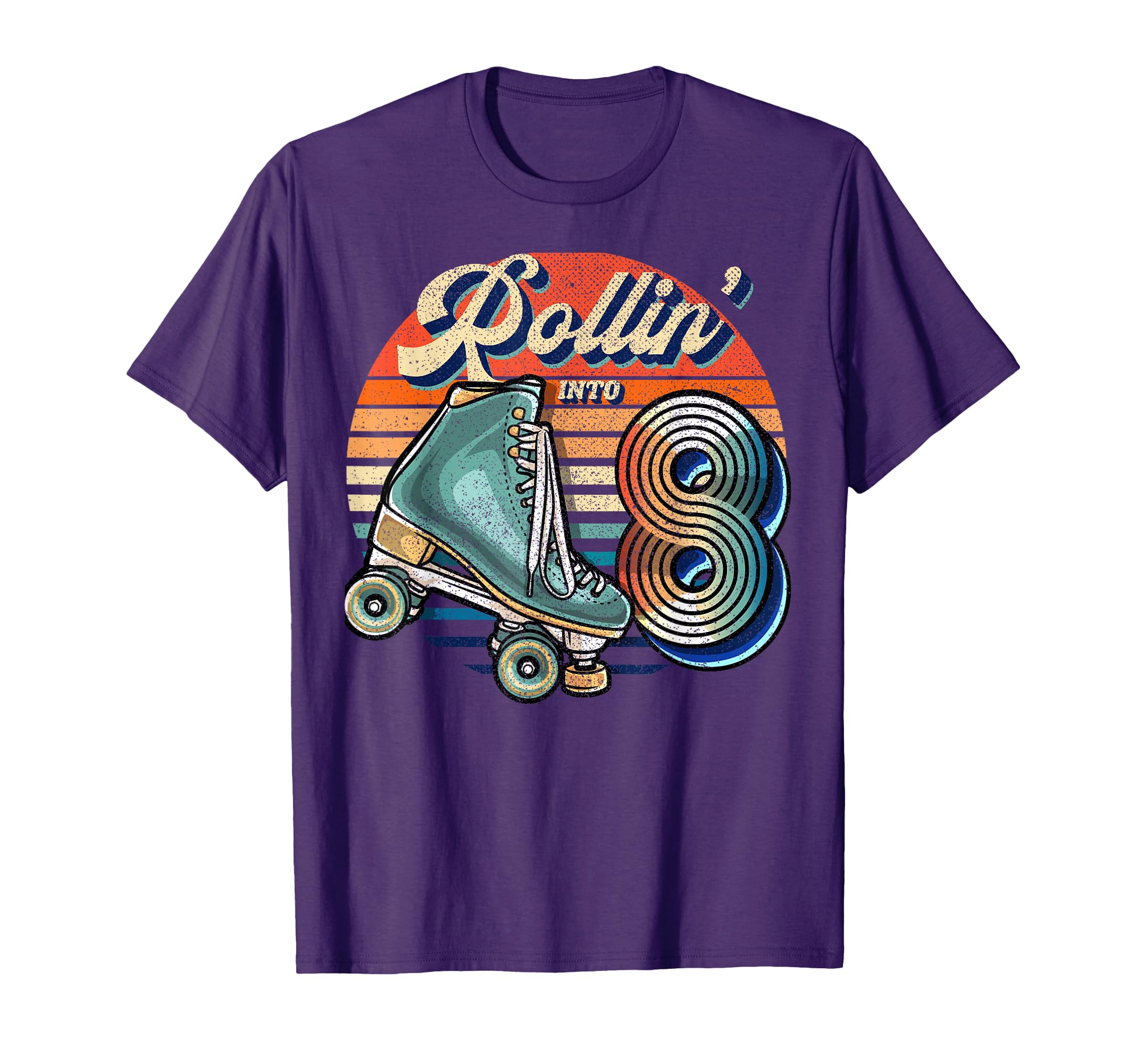 Rollin Into 8 Roller Skating Rink 8Th T-Shirt - Graphic Print for Adults - T-Shirt, Sweatshirt, Hoodie