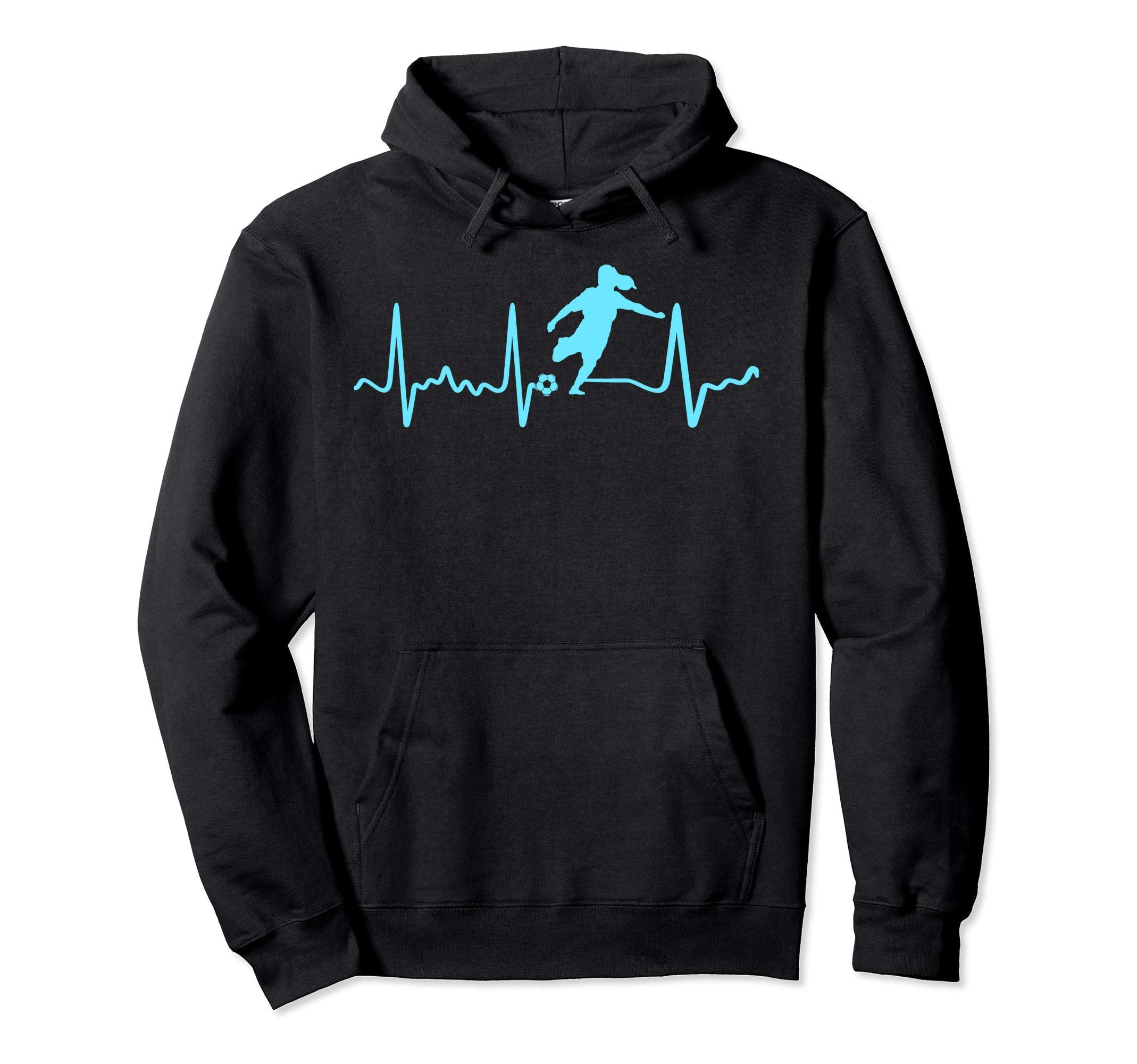 Light Blue Soccer Heartbeat Female Soccer Hoodie - Novelty Apparel Unisex - T-Shirt, Sweatshirt, Hoodie