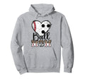 Ball Mom Heart Soccer Baseball Mom Hoodie - Minimalist Print for Adults - T-Shirt, Sweatshirt, Hoodie