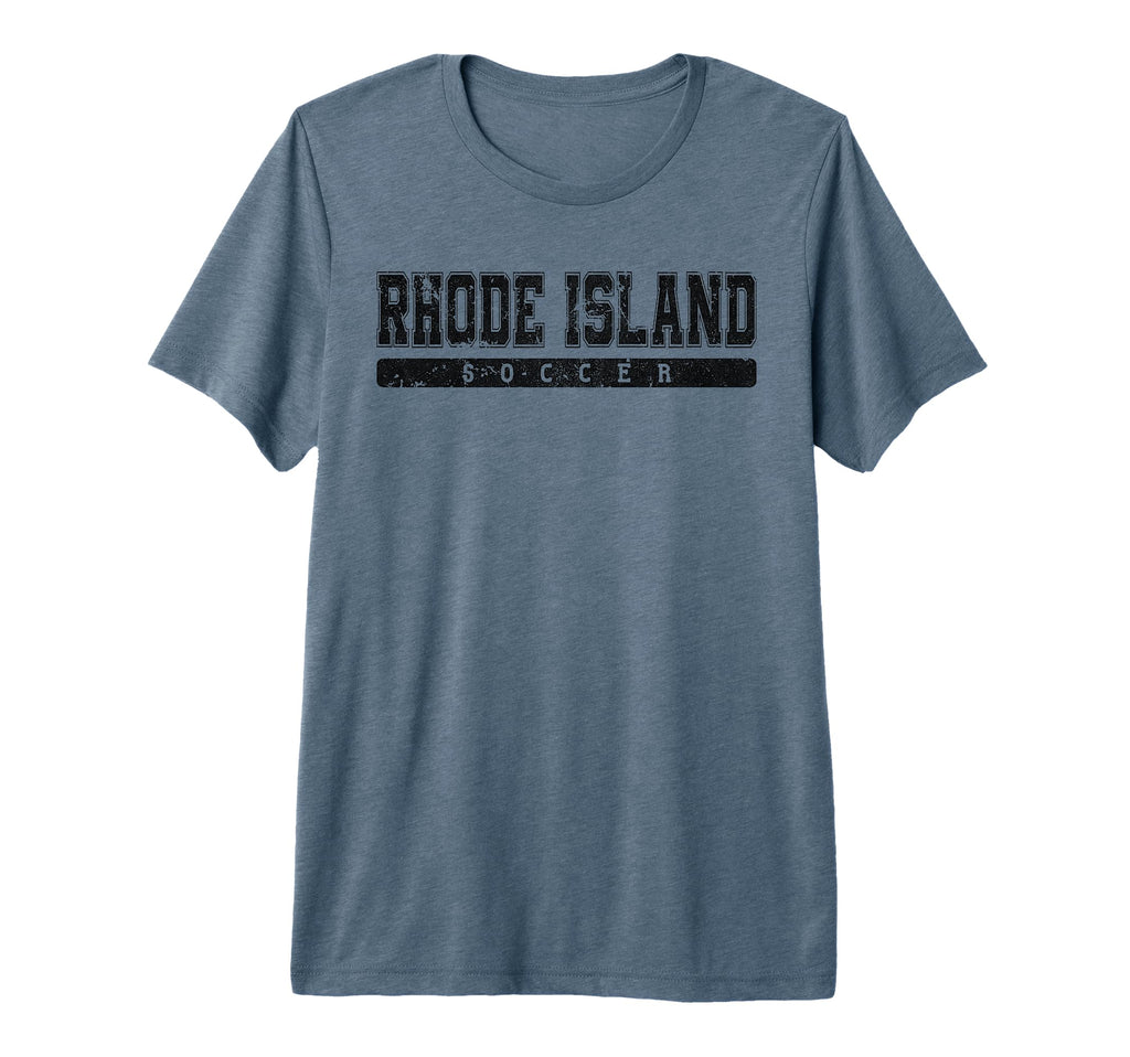 Rhode Island Soccer Black Text Tri Blend T-Shirt - Aesthetic Graphic Unisex - T-Shirt, Sweatshirt, Hoodie