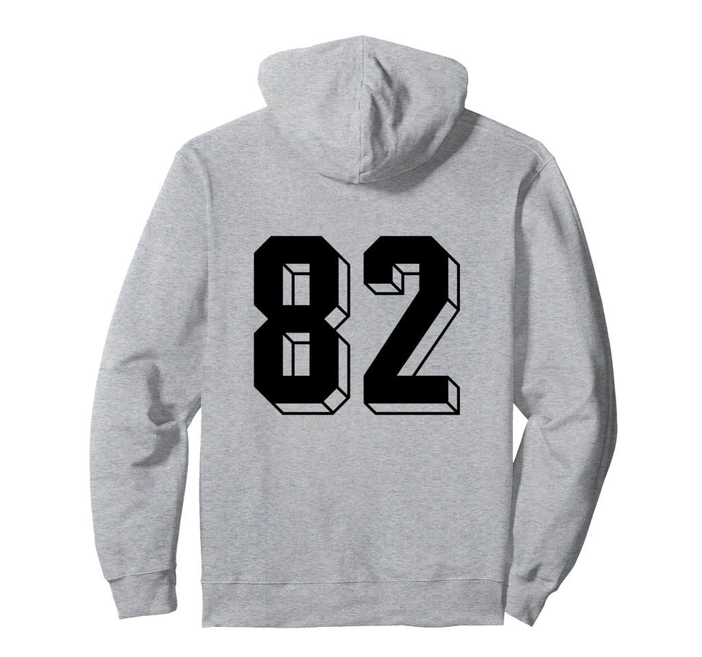 Number 82 Backside 80S 90S Team Jersey Hoodie - Novelty Apparel for Adults - T-Shirt, Sweatshirt, Hoodie