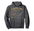 National Parks Map Camping Hiking Hoodie - Unique Graphic Men Women - T-Shirt, Sweatshirt, Hoodie