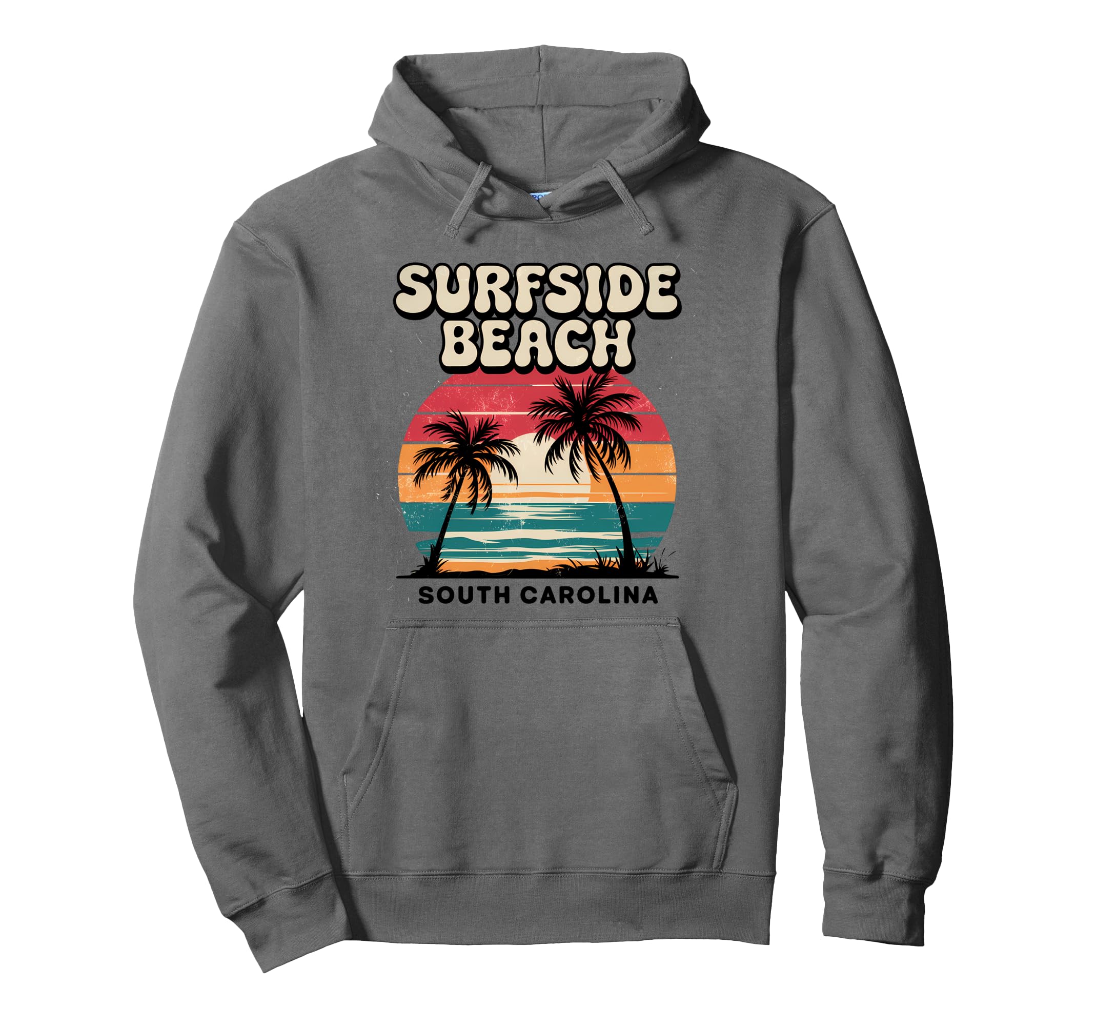 Surfside Beach Sunset Palm Trees Wave Hoodie - Graphic Print Unisex - T-Shirt, Sweatshirt, Hoodie