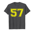 Number 57 Varsity Distressed Sport Team T-Shirt - Aesthetic Graphic Unisex - T-Shirt, Sweatshirt, Hoodie