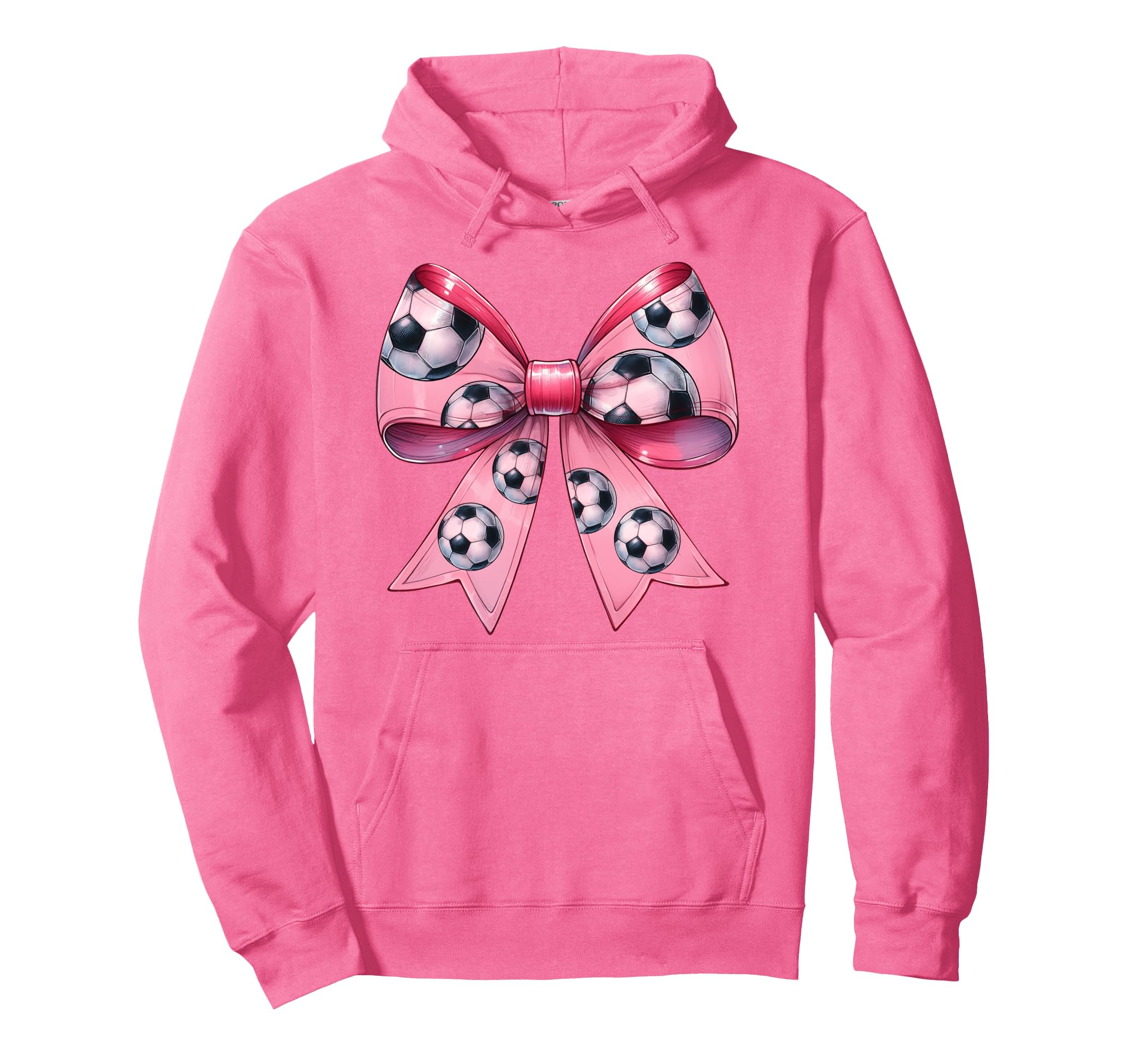 Coquette Bow Soccer Ball Pattern Hoodie - Unique Graphic for Adults - T-Shirt, Sweatshirt, Hoodie