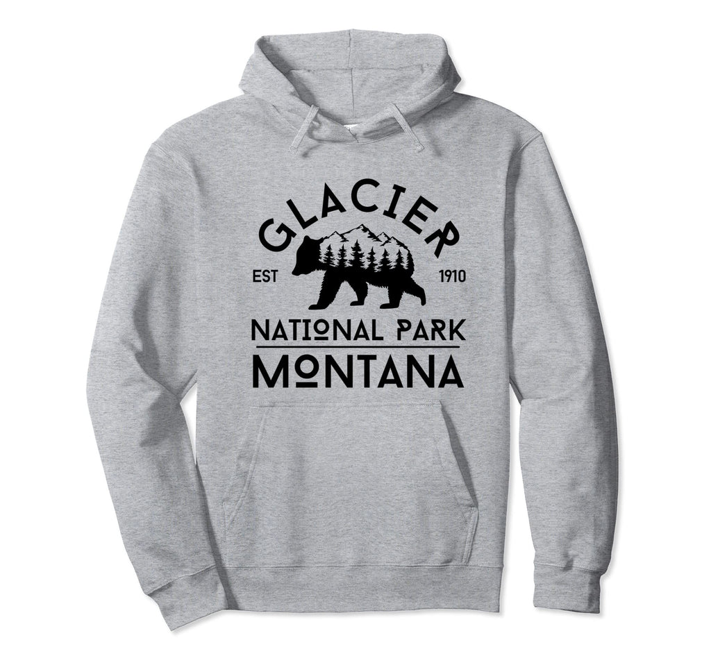 Grizzly Bear Montana Glacier National Park Hoodie - Trendy Graphic Unisex - T-Shirt, Sweatshirt, Hoodie