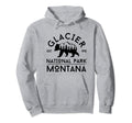 Grizzly Bear Montana Glacier National Park Hoodie - Trendy Graphic Unisex - T-Shirt, Sweatshirt, Hoodie