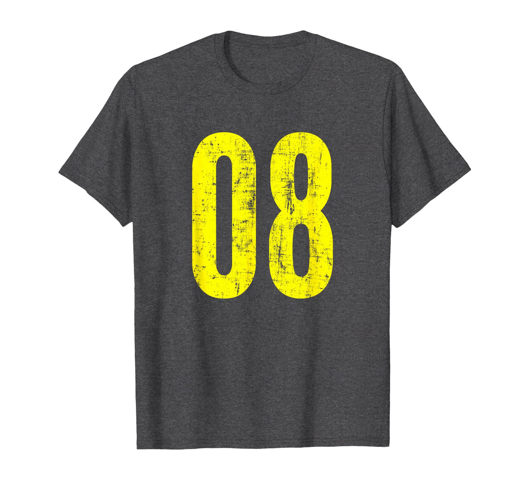 Number 08 Zero Eight Distressed Sport T-Shirt - Novelty Apparel Unisex - T-Shirt, Sweatshirt, Hoodie