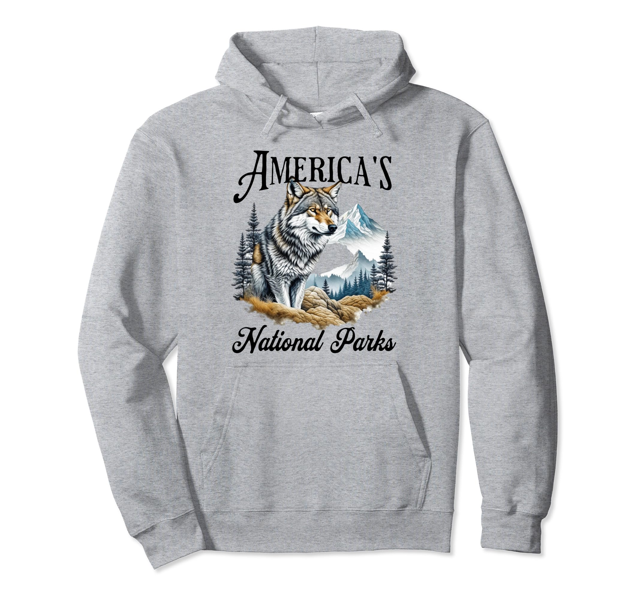 National Parks Wolf Hiking Travel Hoodie - Minimalist Print Men Women - T-Shirt, Sweatshirt, Hoodie