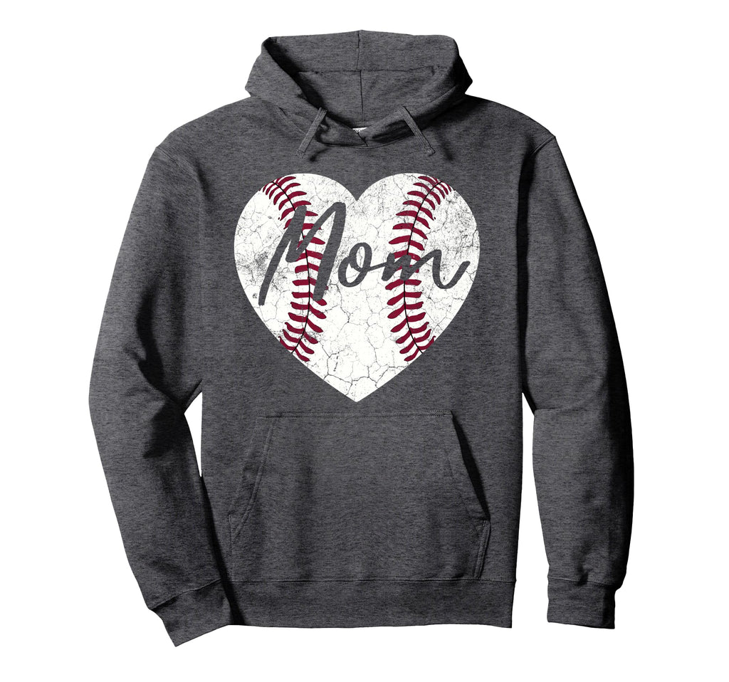 Baseball Softball Heart Mom Mothers Day Hoodie - Aesthetic Graphic Unisex - T-Shirt, Sweatshirt, Hoodie